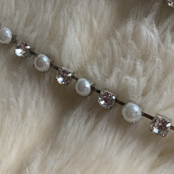 Bra straps replacement pearl and crystal diamond jewel silver chain Bra straps - Picture 3 of 13